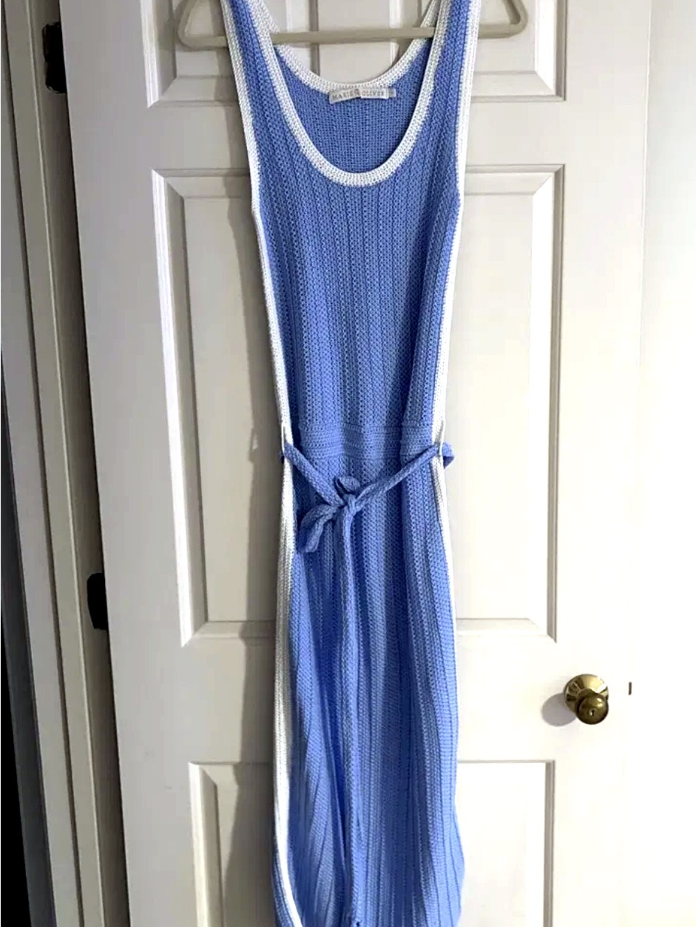 Marie Oliver Crochet Tie-Front Maxi Dress - Light Blue, Sz S